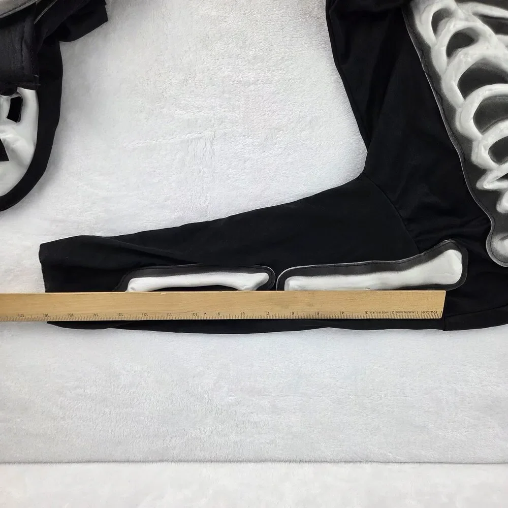 Scary Bones Skeleton Costume Child Medium 8-10 Jumpsuit Mask Gloves Halloween
